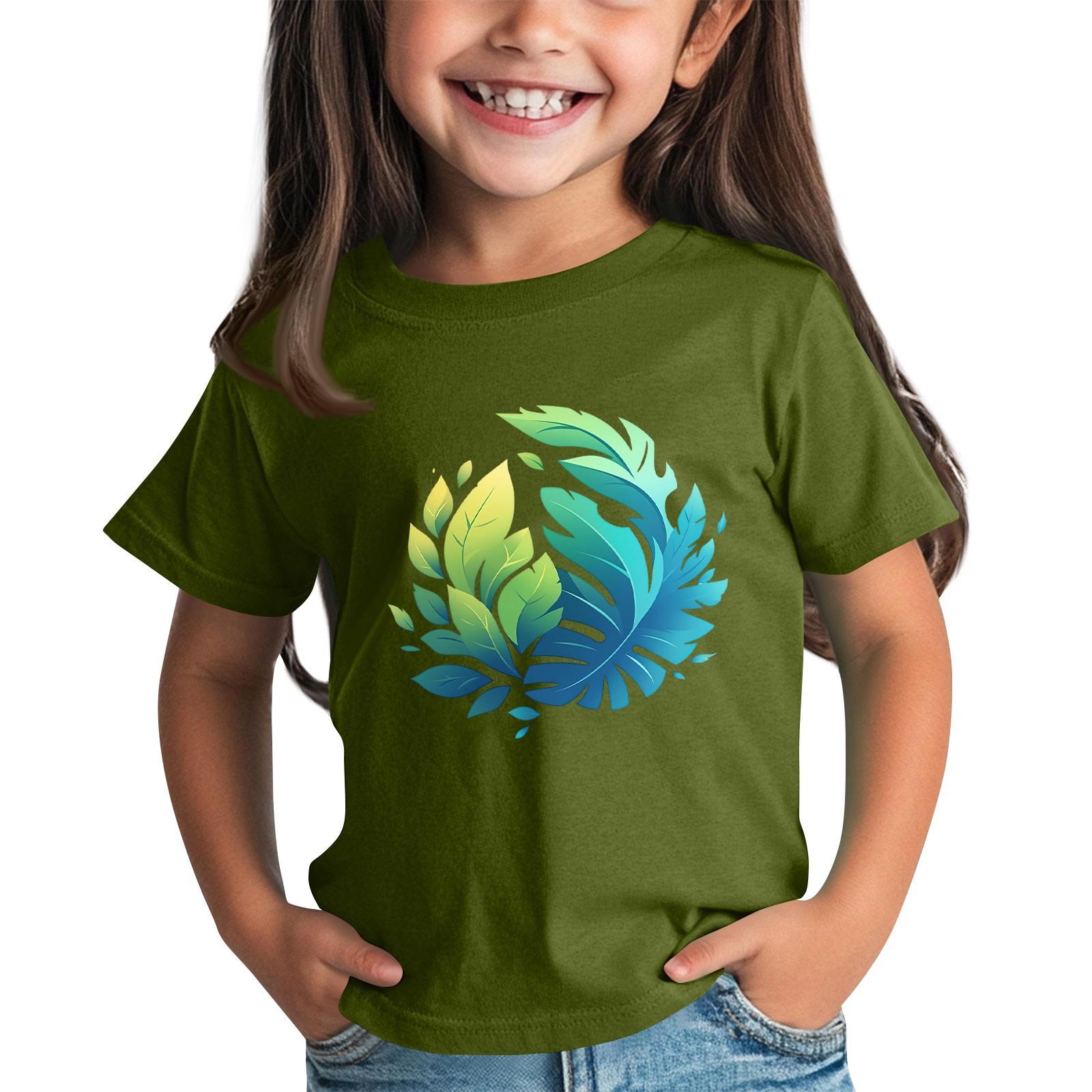 

Детская модная повседневная футболка с круглым вырезом и короткими рукавами 100 армия зеленый