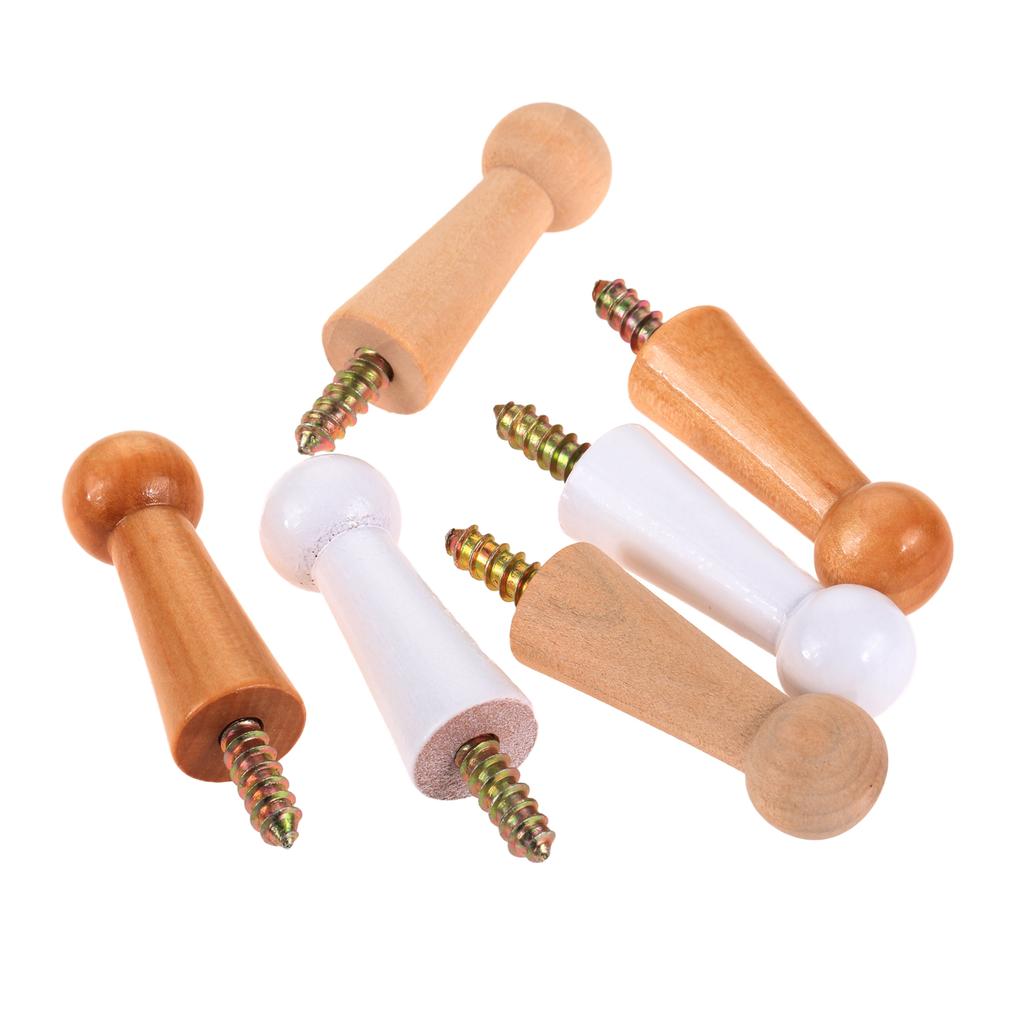 10Pc Screw-On Wooden Hook Home Wall Decor Coat Jacket Towel Mug Shaker Peg Hook +Screw Wall Mounted Door Bathroom Kitchen Hanger