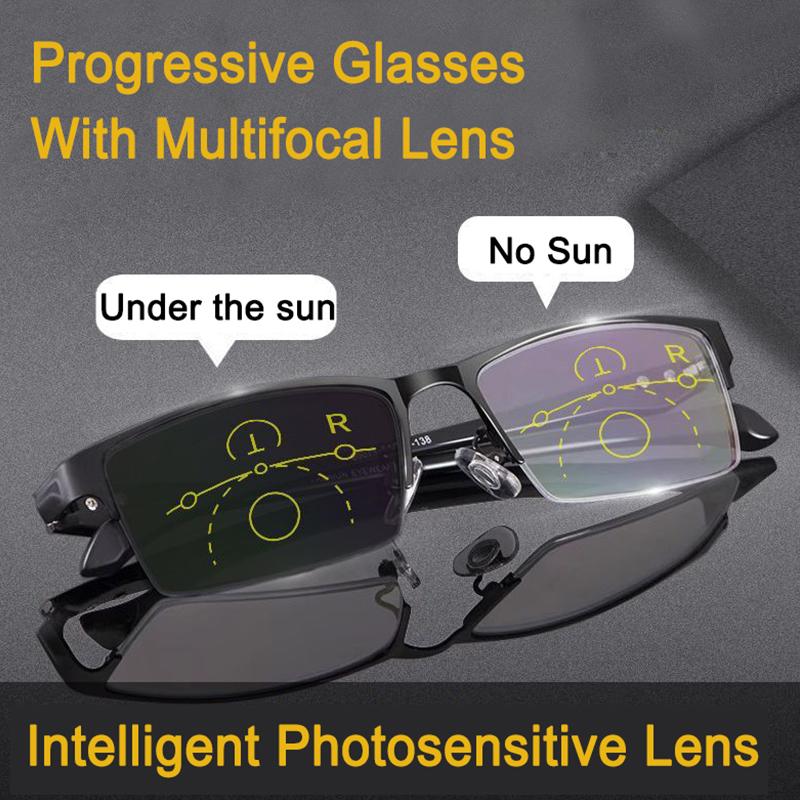 Titanium Transition Pochromic Progressive Reading Glasses Men Hyperopia Presbyopia diopters Outdoor Presbyopia Lens Eyewears