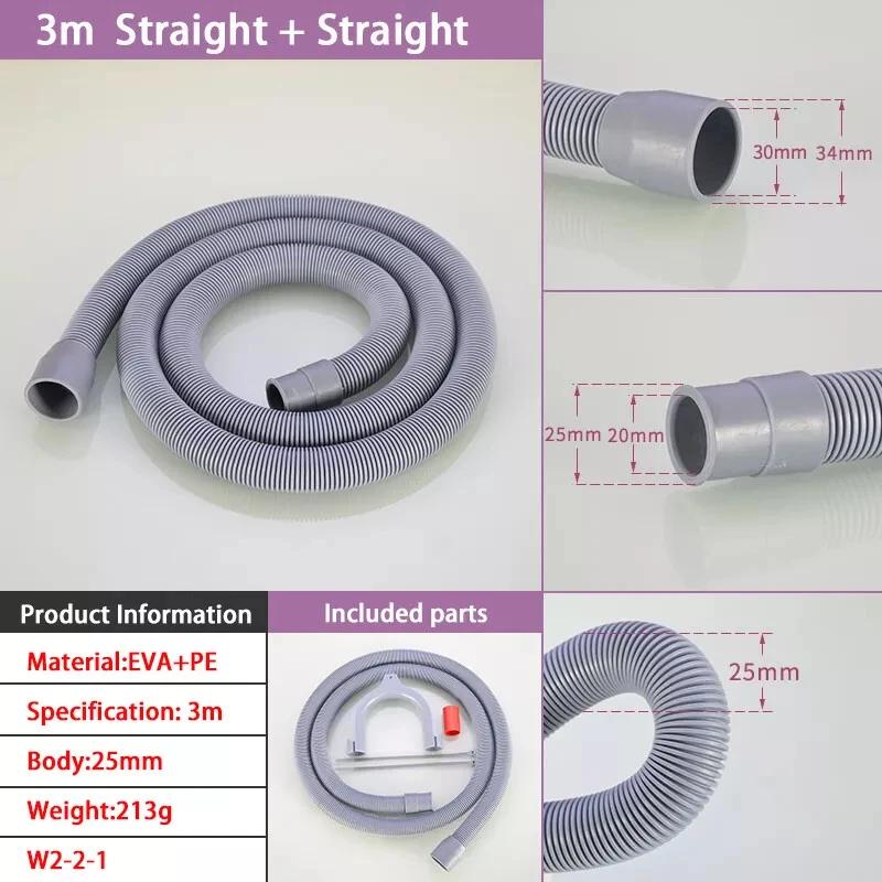1.5/2/3/4 Metre Washing Machine Drain Hose Extension Pipe Sewer Outlet Tube Sewage Pipe Outlet Hose