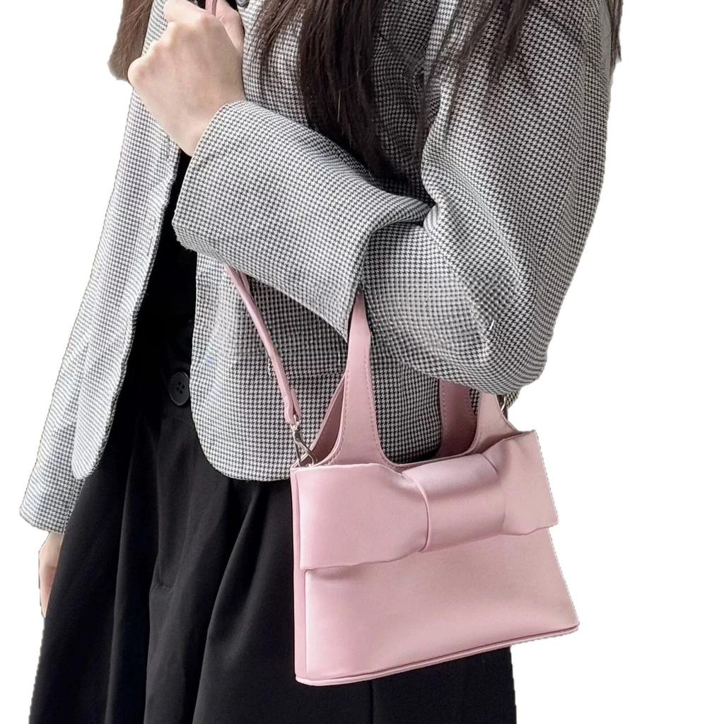 Spring Bow Handbag Cute Pink Sweet Girl Heart Handbag Fashionable Texture Messenger Bag Tide