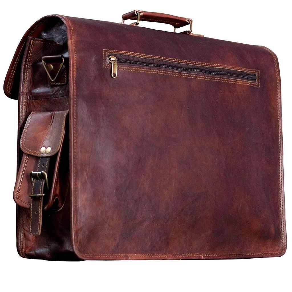 Men's Soft Leather Vintage Laptop Messenger Handmade Briefcase Bag Satchel