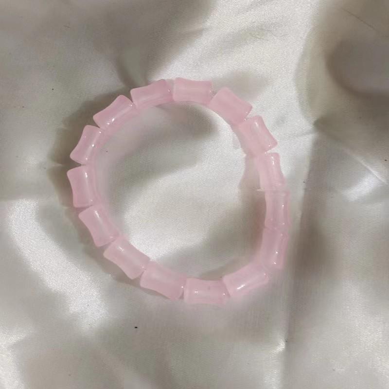 Tide Anello Osso Desiderio Puro Bracciale con Perline Donna Fresco Estivo Ghiaccio Trasparente Giada Fredda Bracciale Bambù Piatto Studente