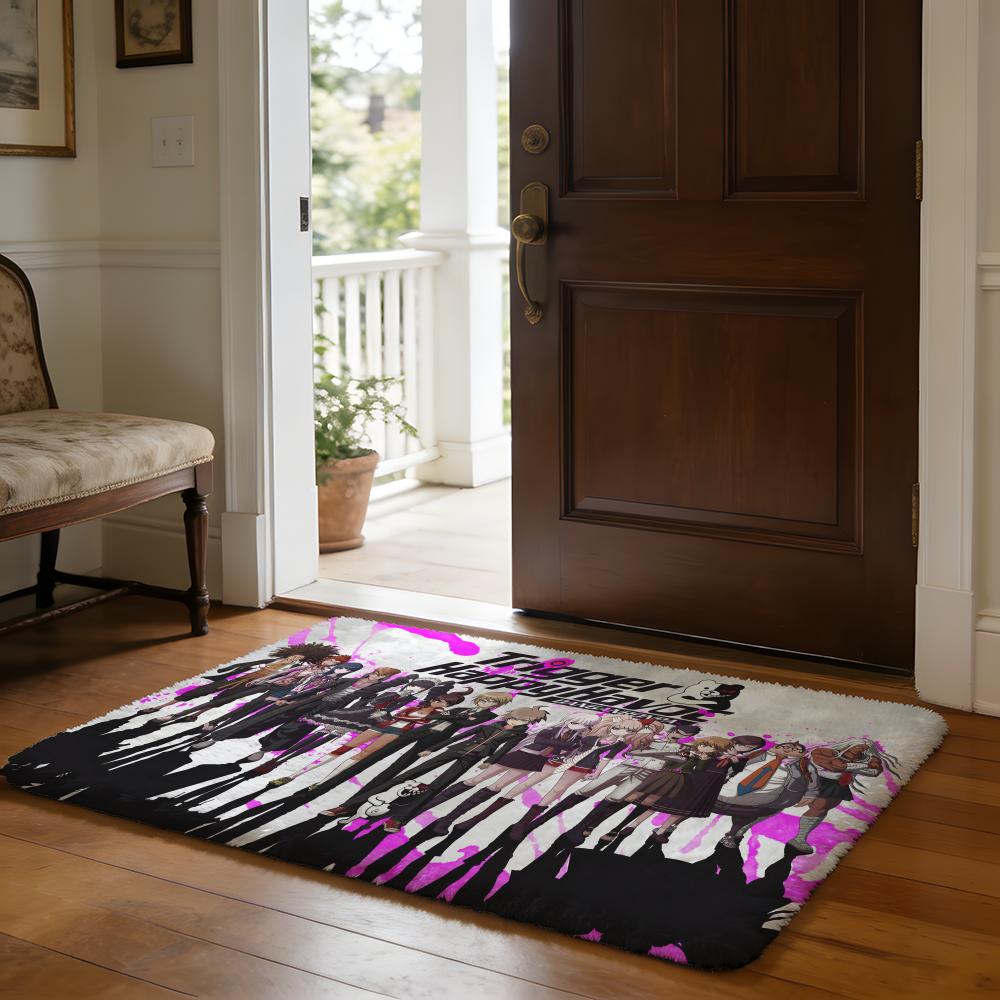DDanganronpa Anime Game Floor Mat Soft Flannel Absorbent Mat Non-Slip Rug Home Bedroom Bathroom