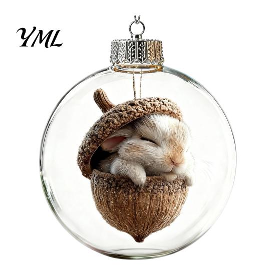 Kreative Winterferien-Geschenke Leuchtendes Weihnachtsgeschichten-Ornament, Licht?Up Mini Animals Hängender Ball Schmuck mit Warmem 3D Szenen Kugeln LED