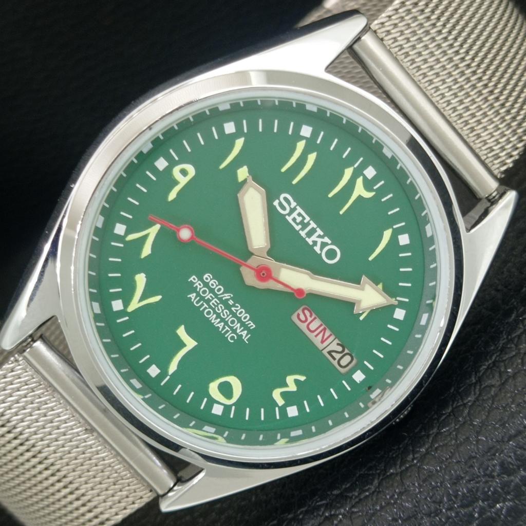 

VINTAGE REFURBISHED SEIKO AUTOMATIC 6309A JAPAN MENS GREEN DIAL WATCH a442752-1