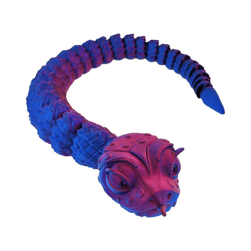 Printed 3d Big Eyes Snake Toy Gradient Color Animal Figurine Interactive Joint