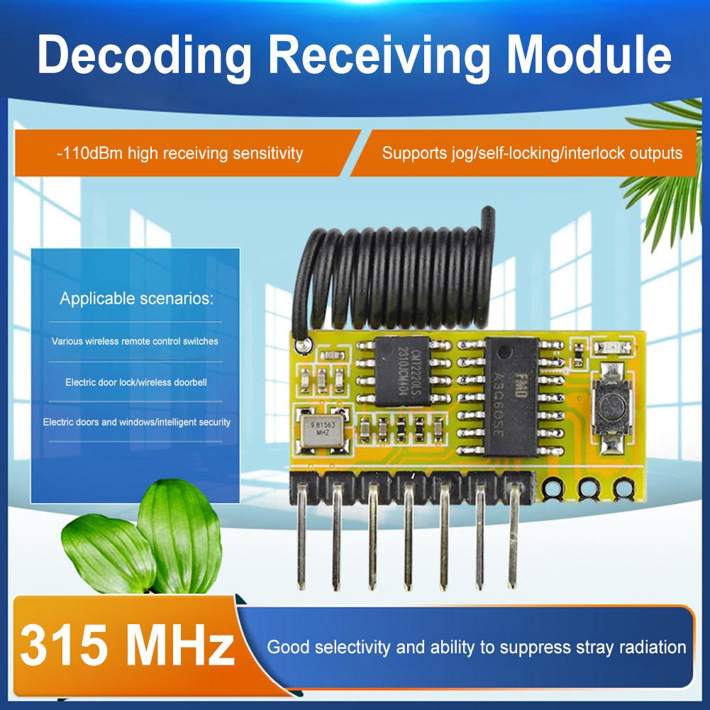 315Mhz/433Mhz Superheterodyne Wireless Receiver Module 1527 Learning Code Decoder Module Superheterodyne RF Receiver Module