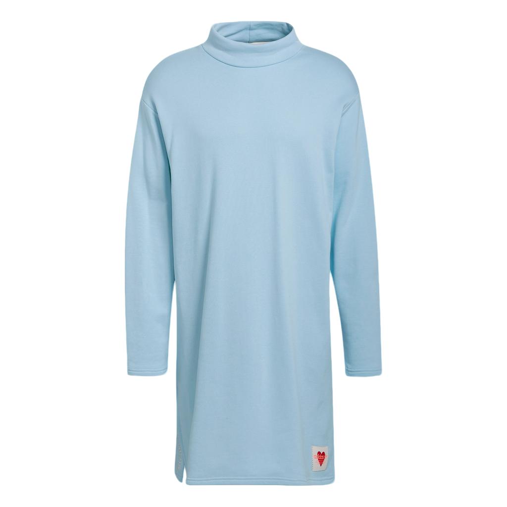 adidas V-Day Tunic Solid Color Stand Collar Loose Long Sleeve Mid-Length Sweatshirt Unisex Tops Blue HI6013