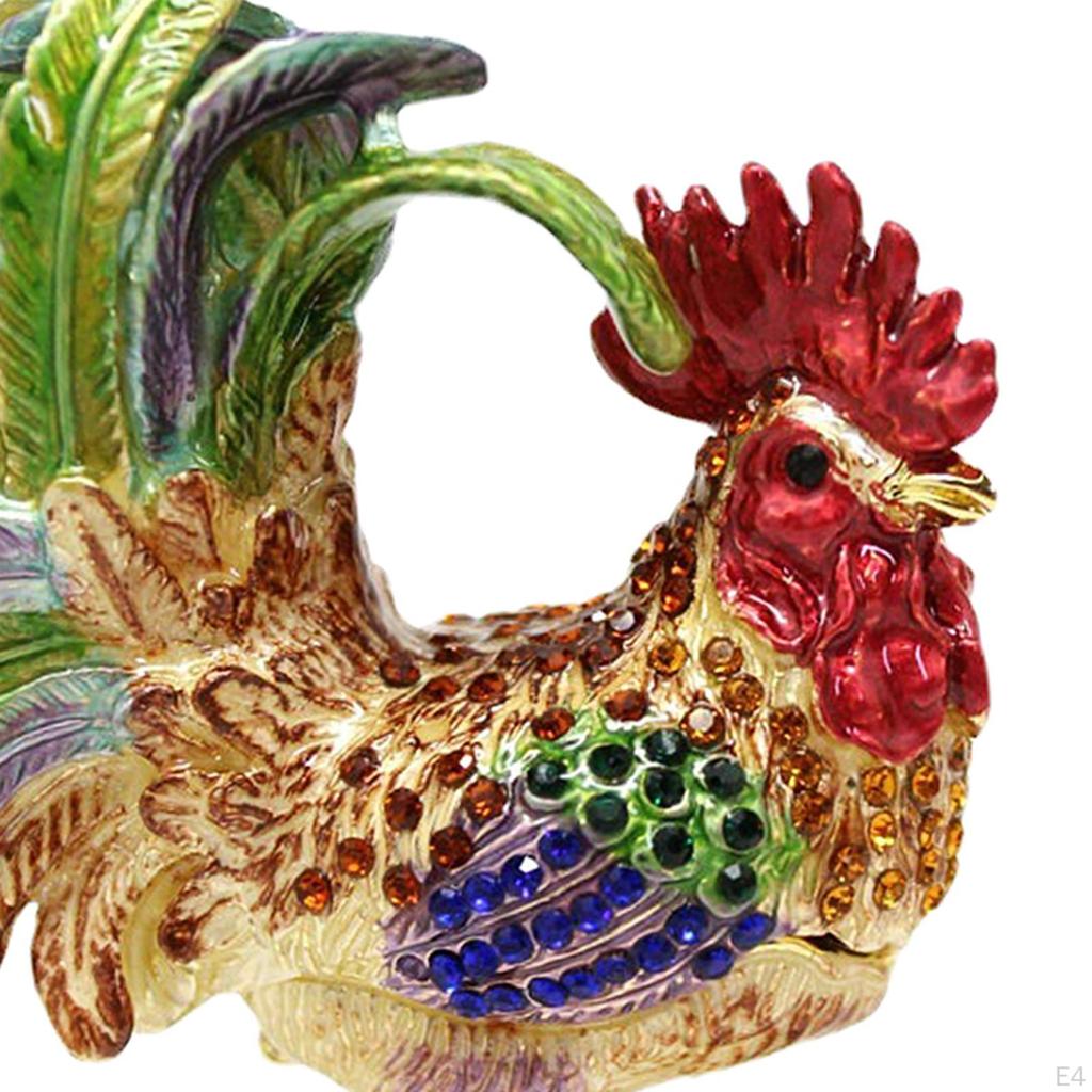 Chicken Figurine Jewelry Box Organizer Decoration Tabletop Sculpture Alloy Trinket