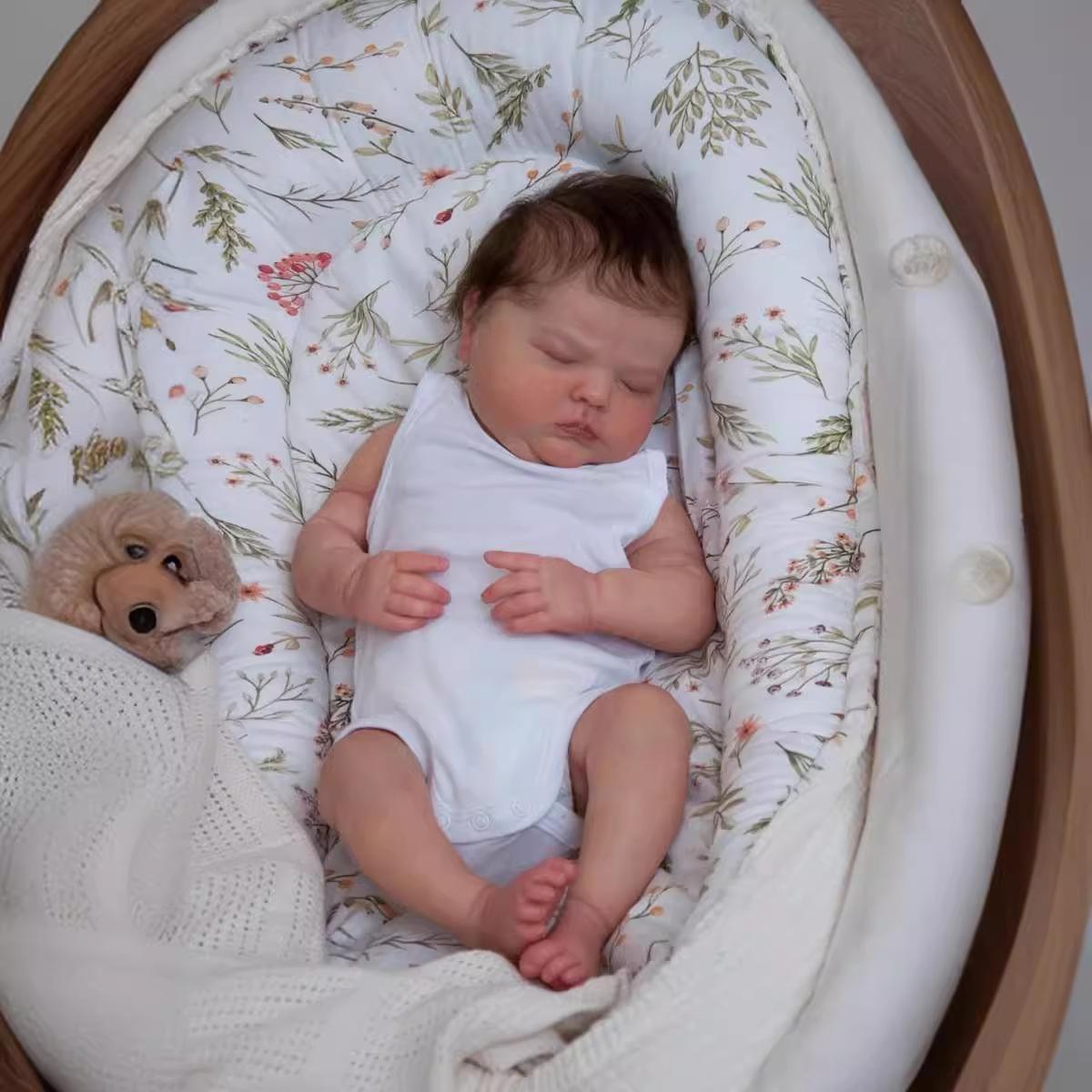 

19 49 см реалистичная спящая кукла-реборн Тесса, милая толстая реалистичная кукла-новорожденный, ручная работа, 3D-раскрашенная кожа, тканевое тело, кукла-реборн для ребенка, рождественский подарок cloth body