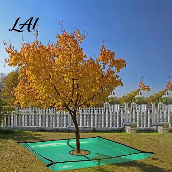 Durable PE Leaf Gathering Mat Landscape Tarp for Trimming Garden Pruning with Hole & 4 Heavy Duty Yard Cleanup Corner Buckles Shrub Trimmings