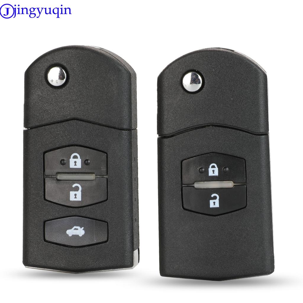 Jingyuqin 2/3 Tasten Fernbedienung Klappschlüsselanhänger Schale Abdeckung Gehäuse für Mazda 3 5 6 Unbeschliffene Klinge