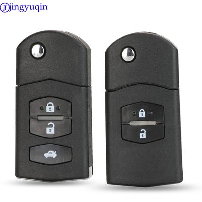 Jingyuqin 2/3 Buttons Remote Folding Flip Car Key Fob Shell Cover Case For Mazda 3 5 6 Uncut Blade