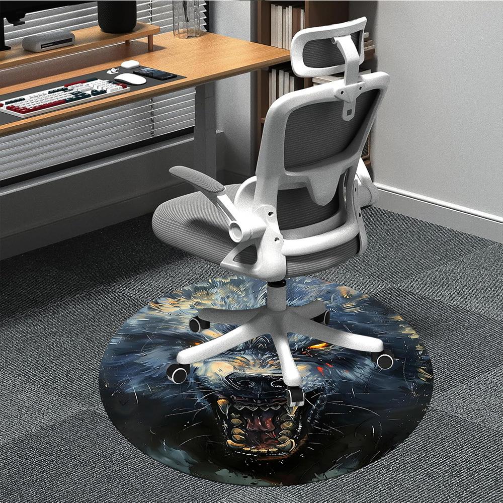 1PC Wolfpack Alpha Office Round Area Rug, Mat Suitable For Office, Under Office Chairs Bedroom Living Room Home Decor, Room Deco