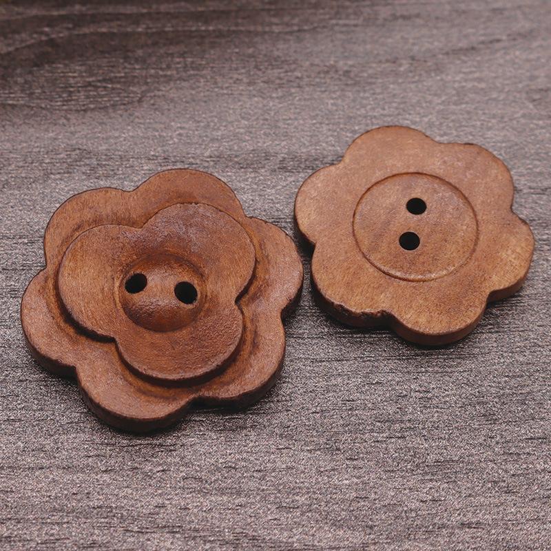 Gefärbte Holzknöpfe mit Blumenmuster, 10 Stück Doppel-Pflaumenblütenknöpfe für Mantel Hemd Pullover