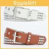 Stylish Punk Men's Belt With Metal Pyramid Rivets And Unique Hollow Design In Multiple Colors