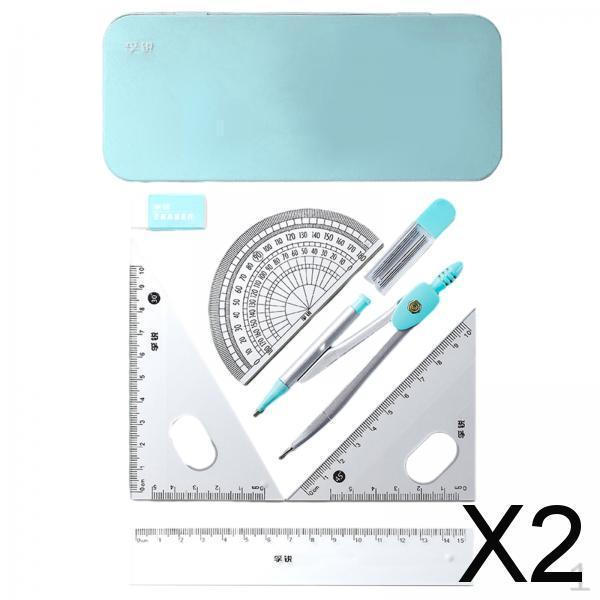 

2x Math Geometry Tool Drawing Compass Reusable Eraser 45° 60° Triangle Ruler Tools