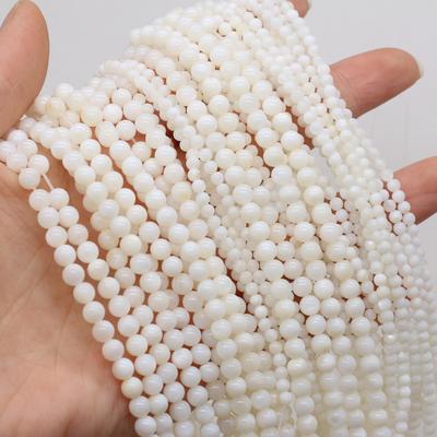 1Strand Natural Freshwater Shell Beads, Handmade Round Shell Loose Spacer Beads for Jewelry Making DIY Necklaces Bracelets Earrings Accessories