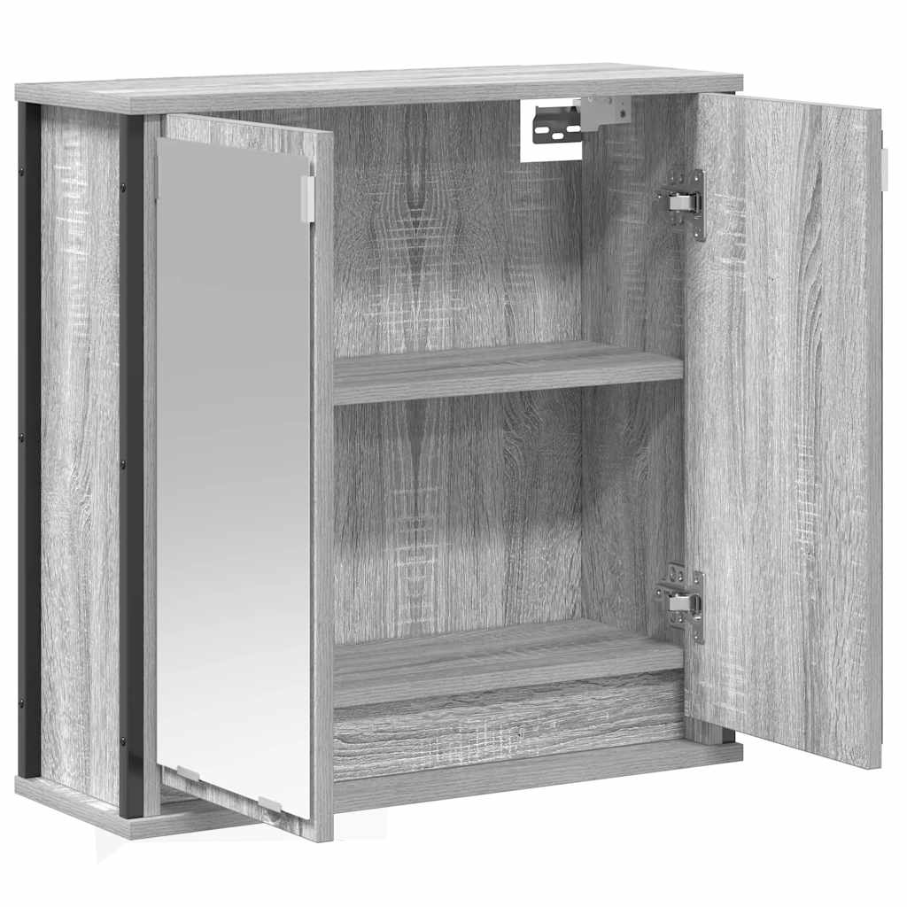 Bathroom Wall Cabinet with Mirror Grey Sonoma 60 x 21 x 60 cm