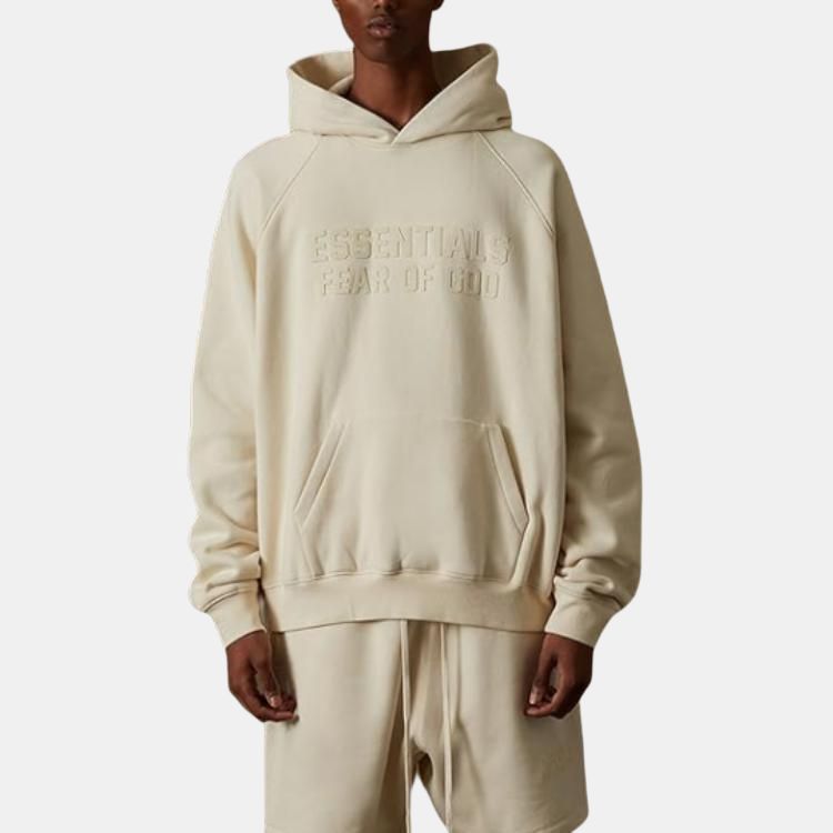 Fear Of God Essentials FW22 Essentials Hoodie Egg Shell Letter Print Flock Hooded Pullover Fleece Lined American FOG-FW22-451