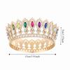 Round Princess Queen Tiara European Crystal Full Crown Metal Bridal Wedding Crowns  Birthday Party