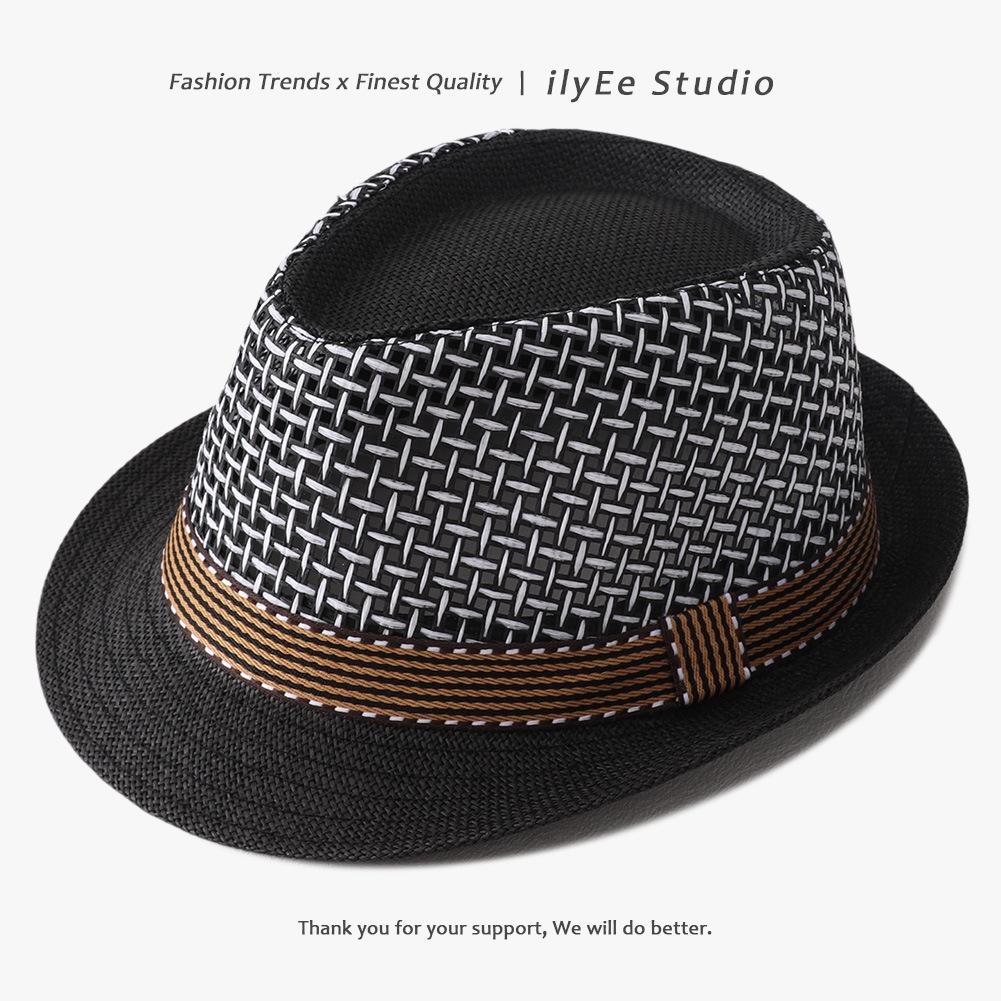 Men's Panama Straw Hat Summer New British Jazz Hat Women's Sunshade Sun Protection Beach Flat Top Hat