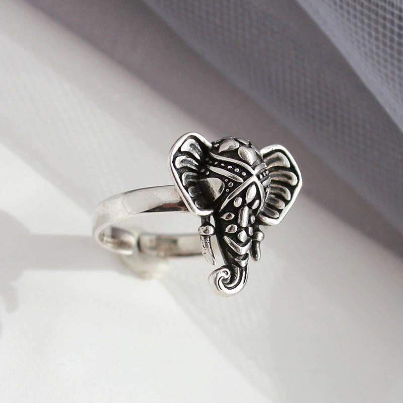 New Niche Design Retro Old Ganesh Ring Men and Women Open Ring