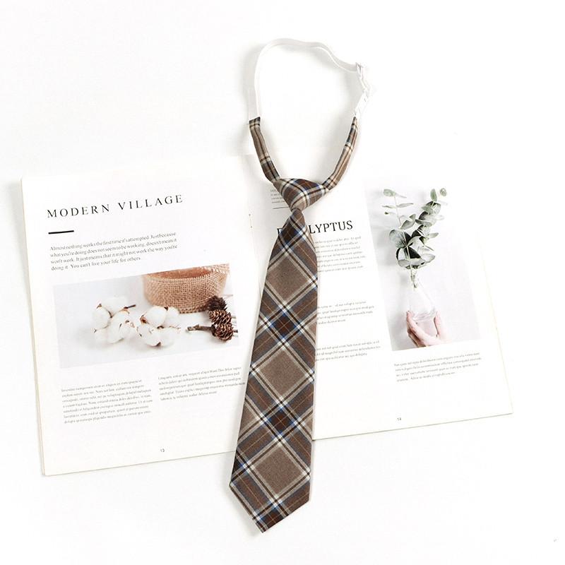 Checkered Retro Brown Striped Tie And Bow For Casual School Outfits Gifts And