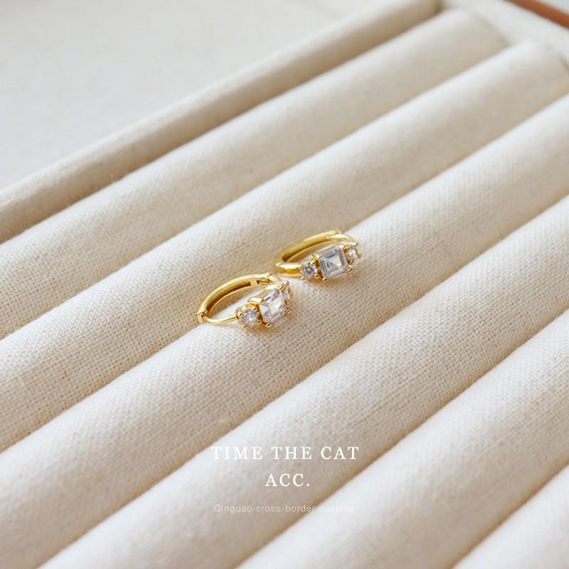 Delicate Vintage Zircon Stud Earrings Mini Half-Ring Ear Buckle Women