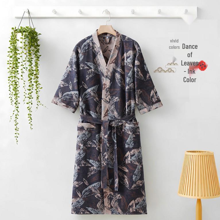 Pure Cotton Double Gauze Chinese Style Couple Bathrobe - Spring/Summer, Thin, Absorbent, Quick-Drying Pajamas/Homewear