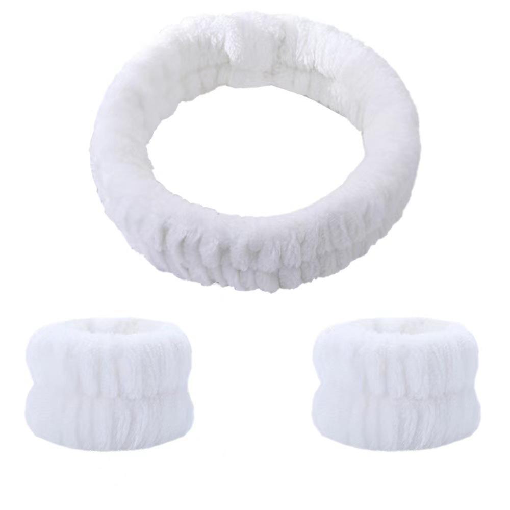 Plush Flannel Absorbent Wristbands & Splash-Proof Headband Set