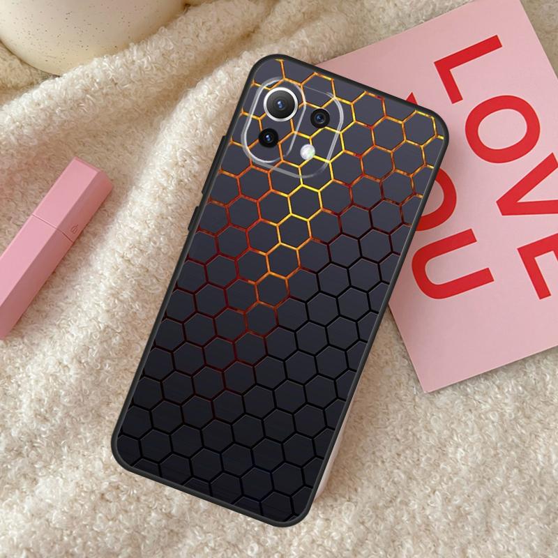 3D Hexagonal Lights Case For Xiaomi 14 15 Ultra 15T 14T 13T Pro 17 Pro Max POCO X7 Pro X3 X5 X6 F5 F6 F7 Cover