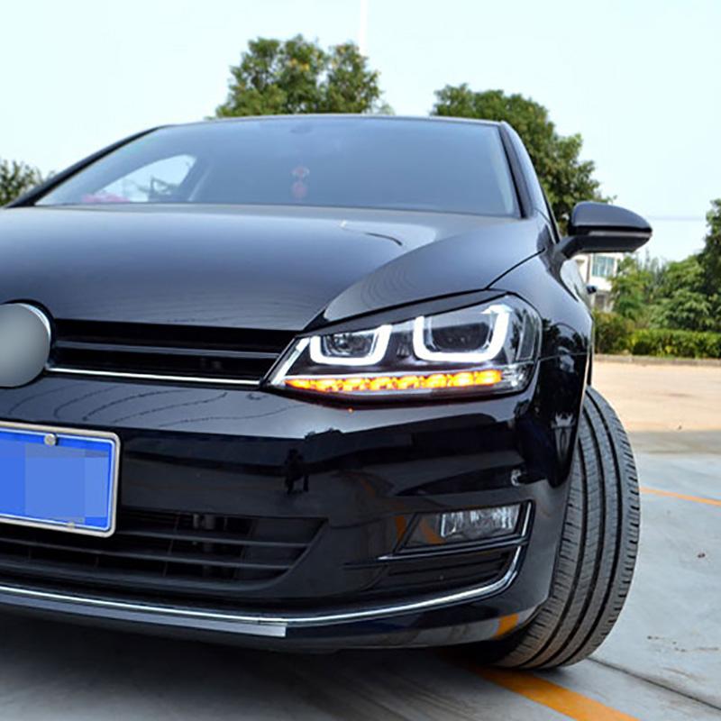 2Pcs Car Headlight Eyebrow Eyelids Cover Trim For VW Golf 7 VII GTI GTD GTE R MK7 2012 - 2015 Car Decoration Styling Accessories