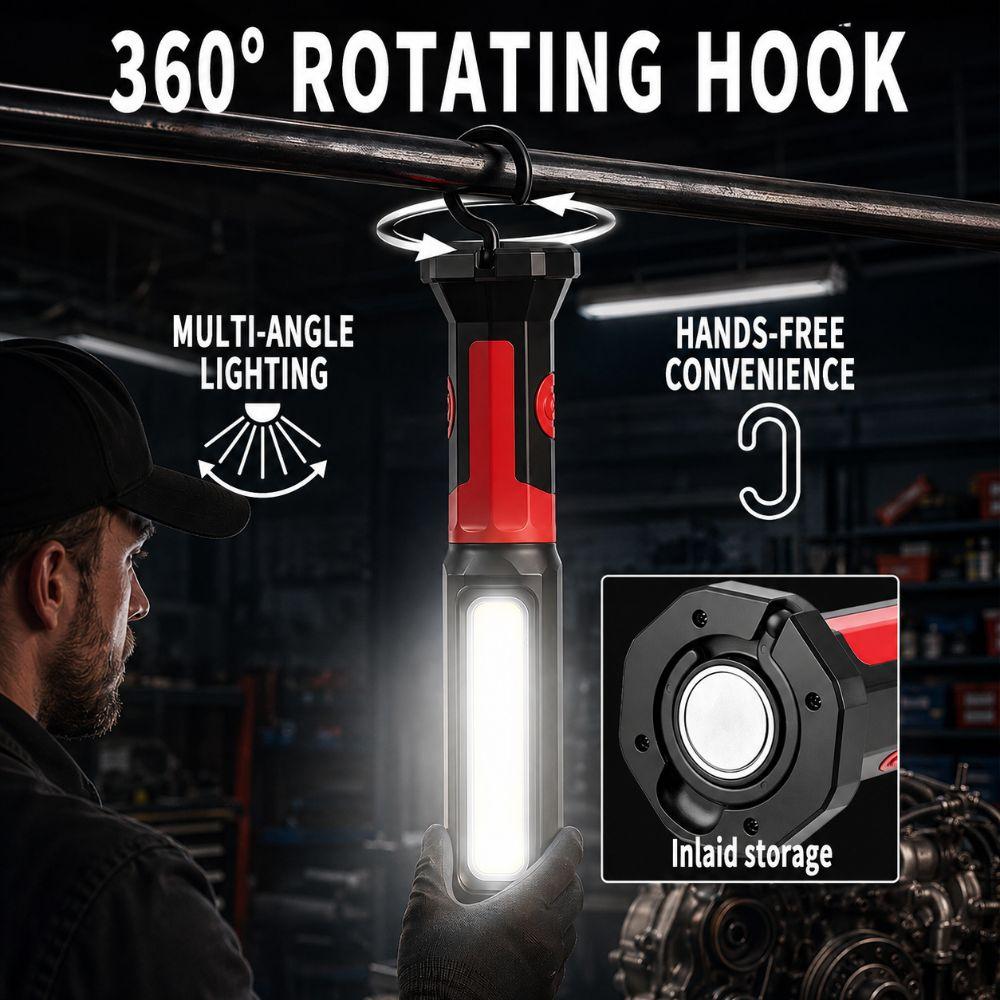Rechargeable LED Magnetic Flashlight Detachable COB Long Bar Light  Repair, Camping Etc
