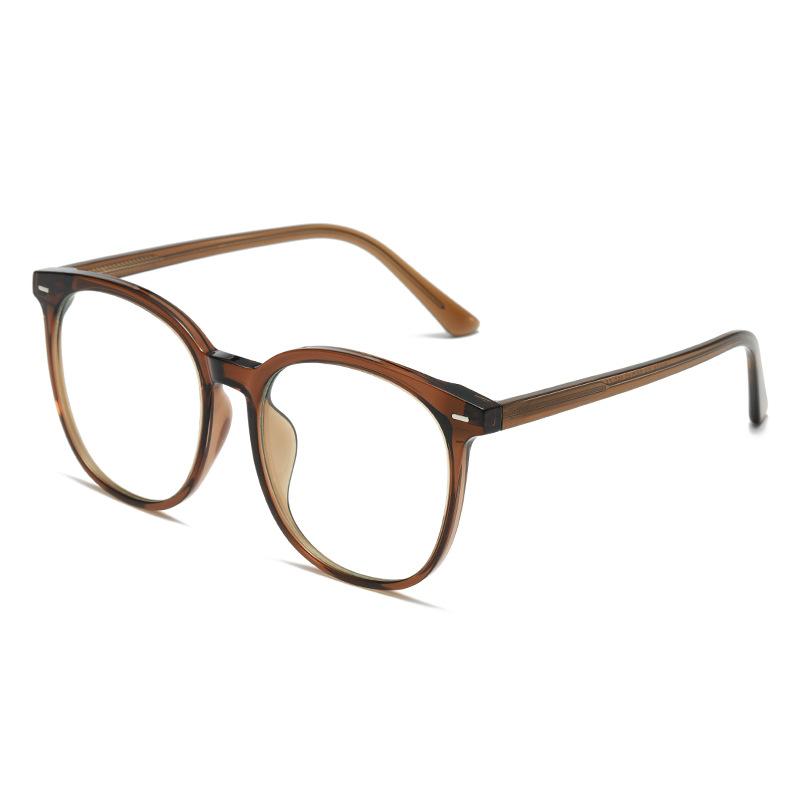 Large Round Frame Anti-Blue Glasses Students Can Be Equipped With Myopia Glasses Unisex Flat Glasses 72038