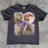 T-shirt Wombat Lune Hurlante Galaxie, T-shirt Graphique Rétro Amoureux des Animaux