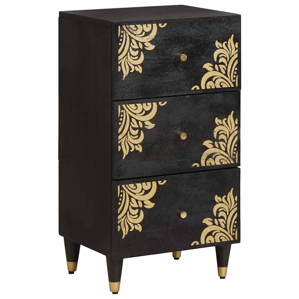 Sideboard with Shelf Black 40 x 33 x 75 cm Solid Mango Wood