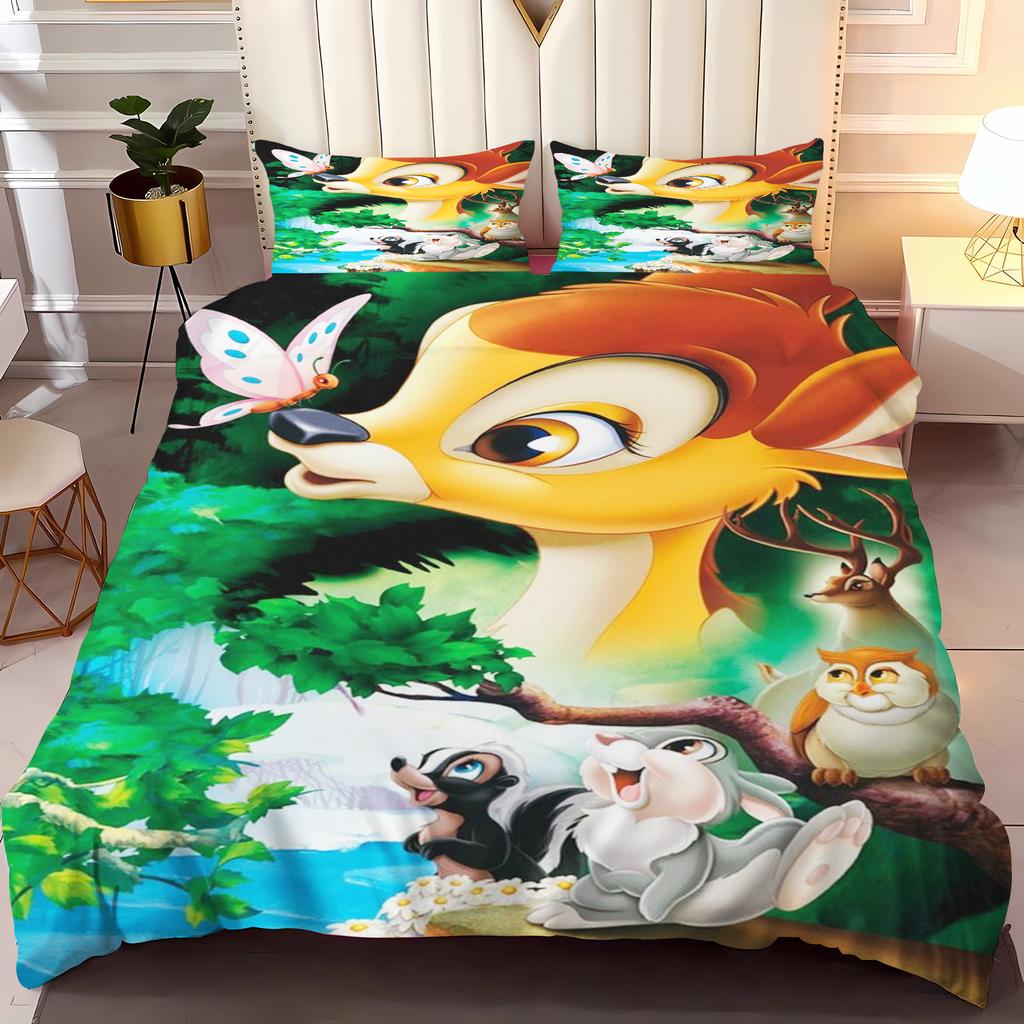 Bambi Anime Casa Camera da Letto Coperta Materiale in poliestere nordico adatto a bambini e adulti set da 3 pezzi