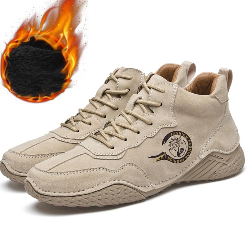 

Ботинки ручной работы из натуральной кожи Мужская обувь Удобные ботильоны для мужчин Повседневная обувь Мокасины Мужские зимние ботинки 46 хаки