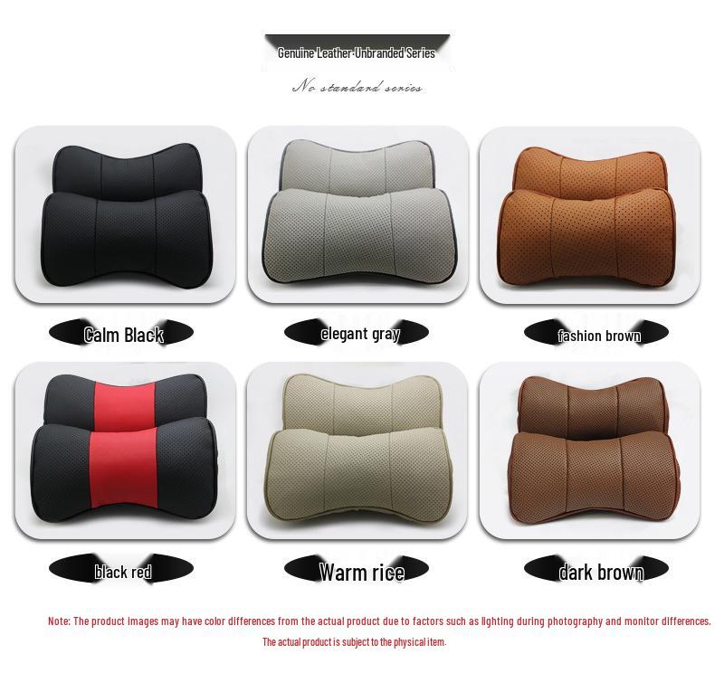 Genuine Leather MG Car Neck & Backrest Pillow - Cowhide Protection with Custom Logo Option