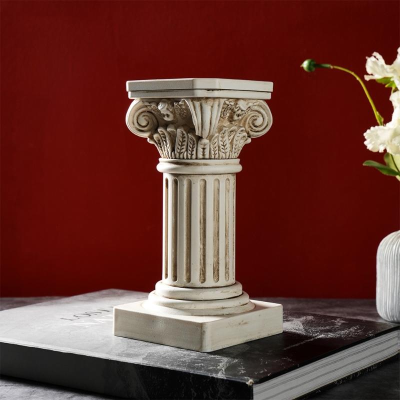 Statua Creativa Colonna Romana Colonna Greca Statuetta Scultura con Piedistallo in Resina per Decorazioni da Esterno Interno Cucina Casa