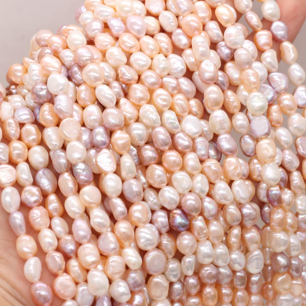 Boho Handmade Through Hole Pearl 5-6mm, Multicolor Natural Freshwater Pearls Beads for Jewelry Making DIY Necklace Accessories, Mother's Day Gift 36cm