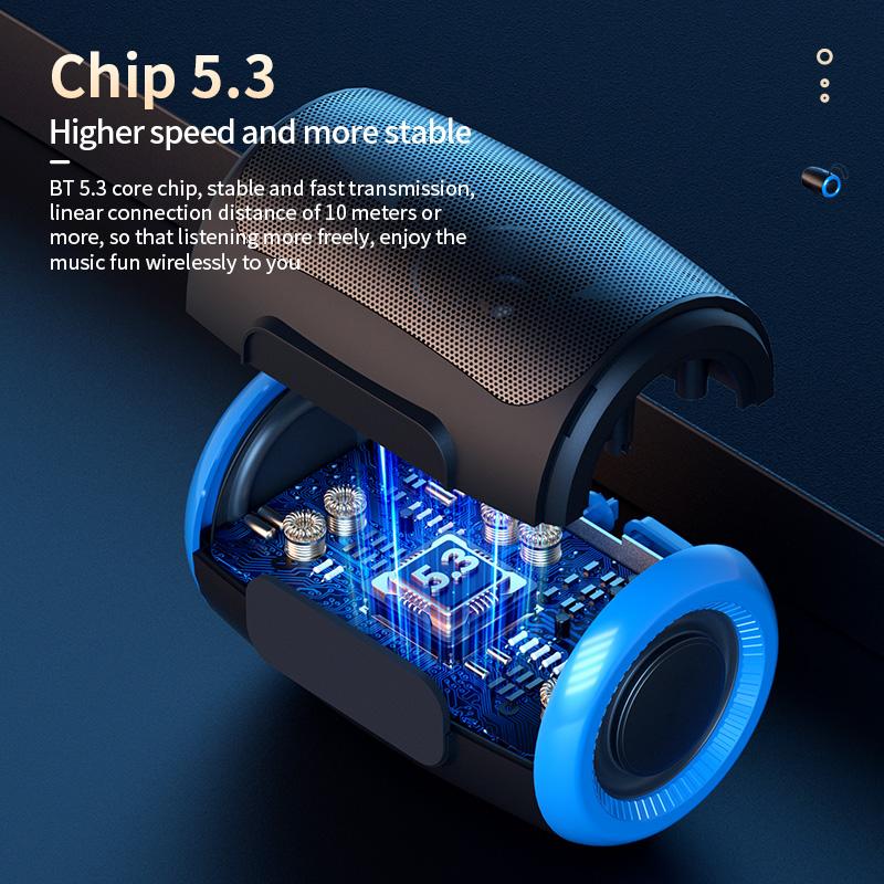 Přenosný reproduktor TSN-1 Bezdrátové Bluetooth reproduktory s 5,3 stereo FM/SD/USB Disk/Aux režimy Vodotěsné pro venkovní hifi zvuk