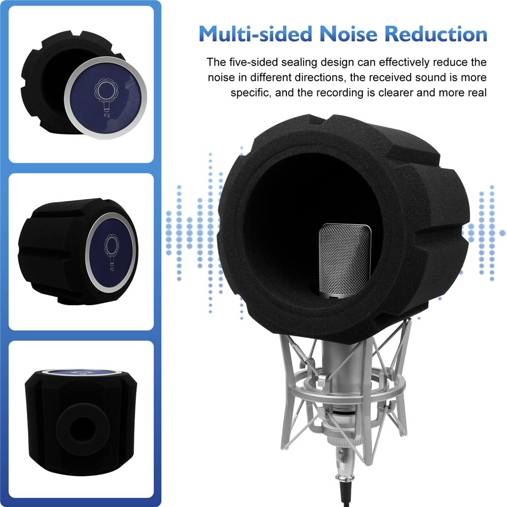 Punctualgood Microphone Pop Filter, Acoustic Sponge, Soundproof Foam Cover for Microphones, Wind Protection Shield for Home Live Studio Recording