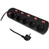 Power Strip - Inotech - 5-socket Block - 16a - Black - 6 Switches