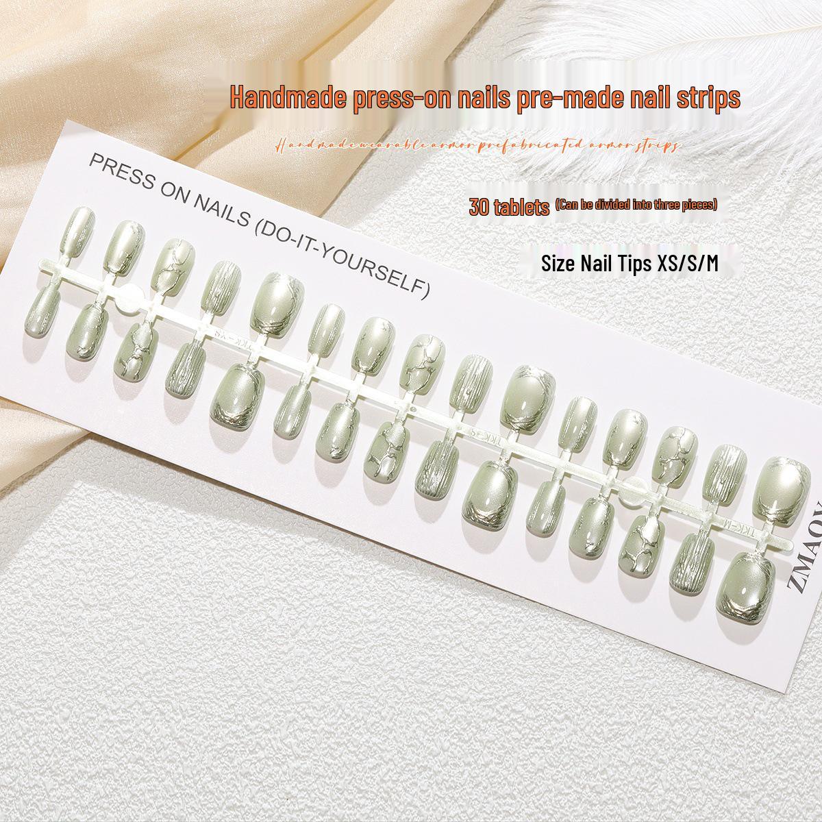 

Dreamy Green Valley Gilded Cat Eye Extra Short Wearable Nail Art (XS/S/M)