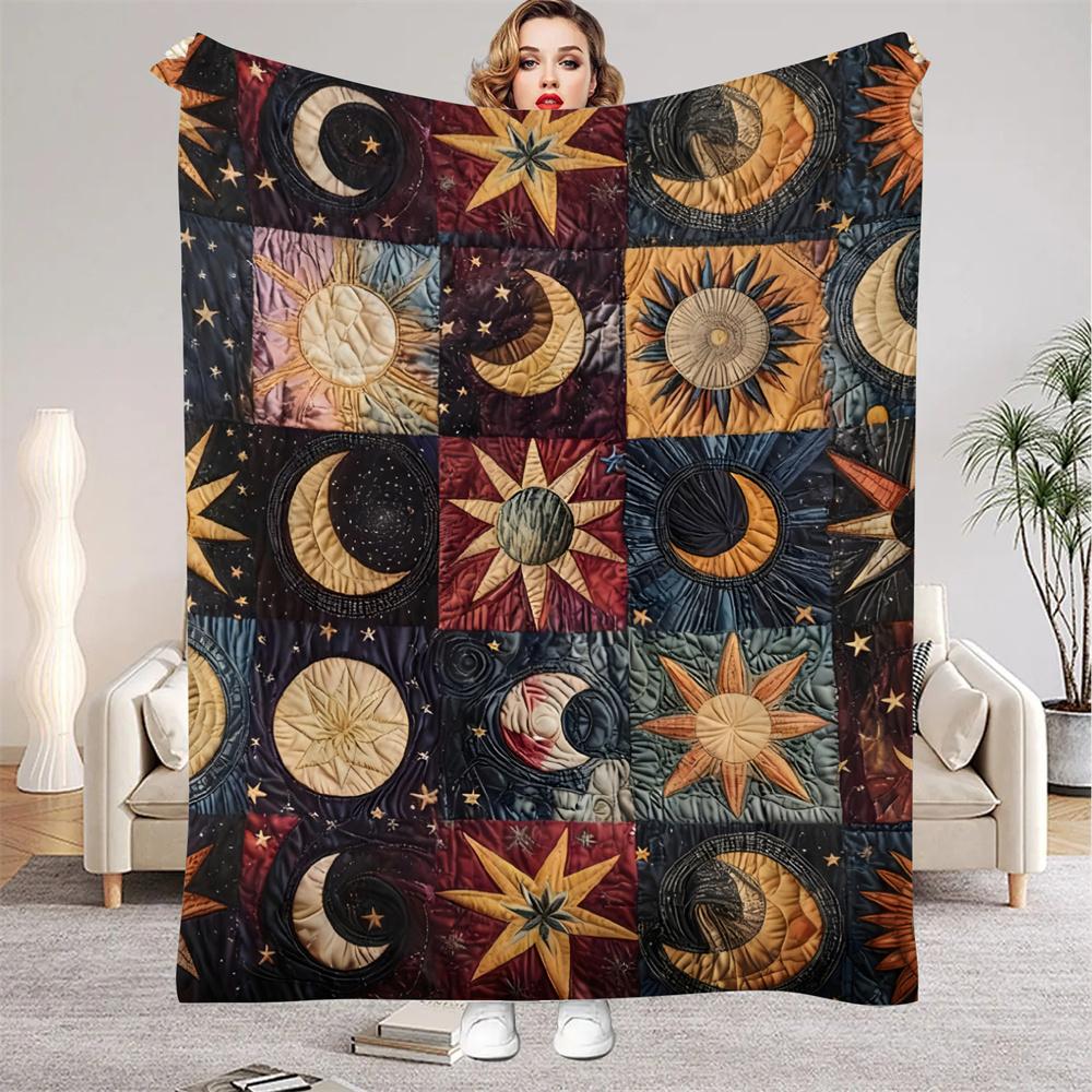 

Одеяла из фланели в стиле бохо с луной, солнцем и звездами, теплые, зимние, для путешествий, для спальни, для дивана, подарки на день рождения для детей, мягкое пледовое одеяло 30x40in
