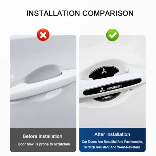 8pcs Black Car Door Handle Bowl Scratch Sticker Protector Film for Mitsubishi