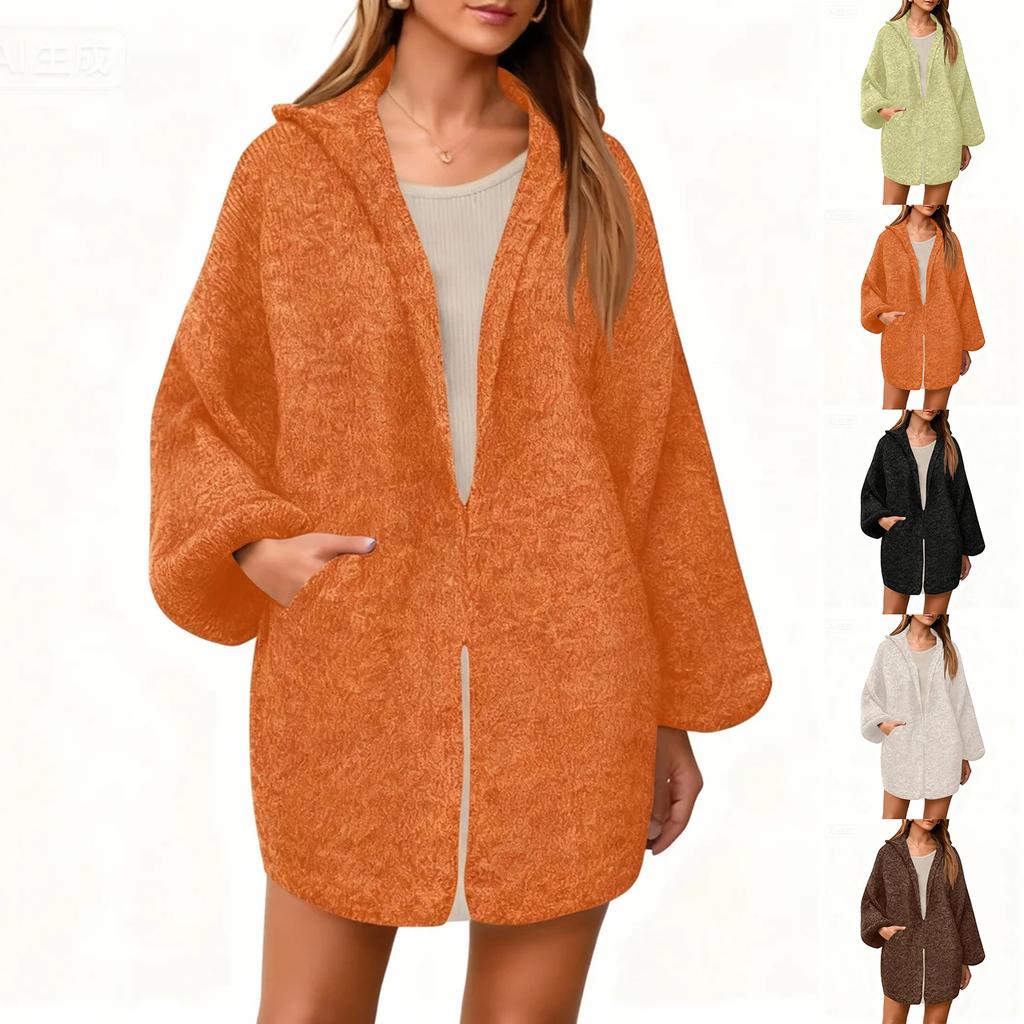 Women's Casual And Fashionable Knitted Hooded Cardigan